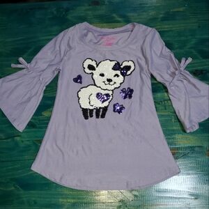 Purple Sequin Lamb Bell Sleeve Tee New